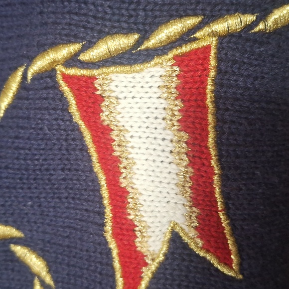 Alfred Dunner Crew Neck Sweater Festive Sailing Design-L-Stars Flags Embroidery - Picture 6 of 7